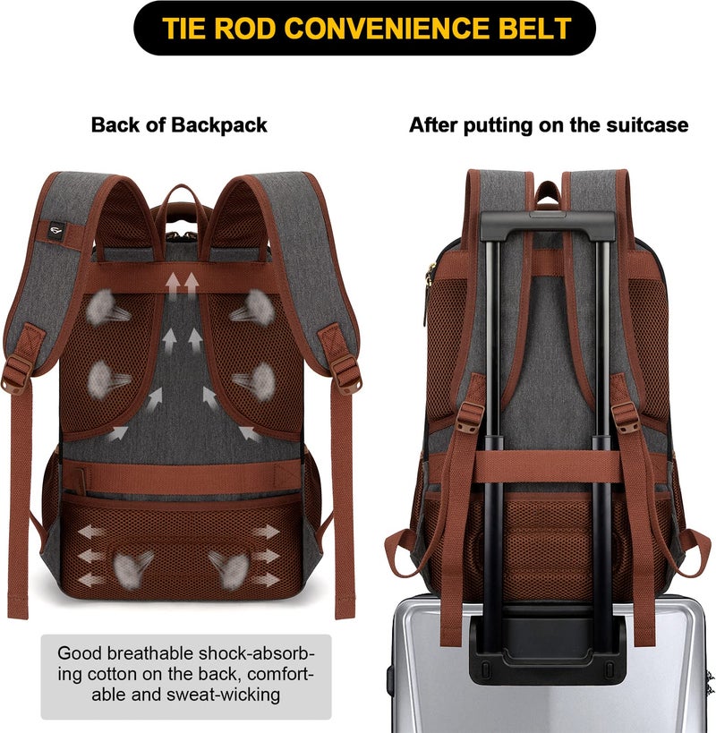 Tzowla Canvas Laptop Backpack, Bag for Men Women,Travel Work Rucksack Fits 15.6 Inch Laptop, Bookbag with USB Charging Port - Image 4