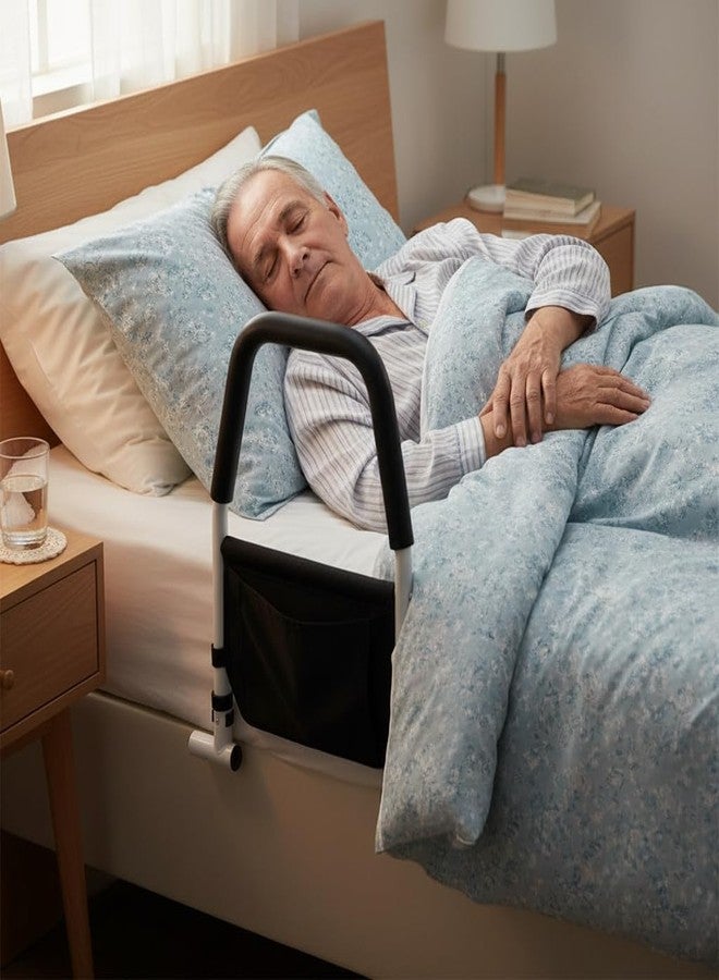 VALAJOGI Bed Assist Rail for Elderly Adults, Bedside Safety Support Handle, Senior Bed Grab Bar, Anti Slip Assist Medical Patient Mobility Support Rail for Easy Standing & Sitting Hospital Style - Image 4