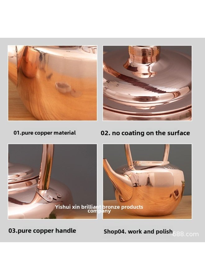 Generic - Pure Copper Water Kettle, Copper Thickeneded Soup Kettle, Copper Hot Pot Restaurant Special Long Mouth, Household Tea Making Old Copper Kettle, Handmade-Color:8 Liter Brass Pot (ordinary Short Mouth) Original Color Model - Image 1