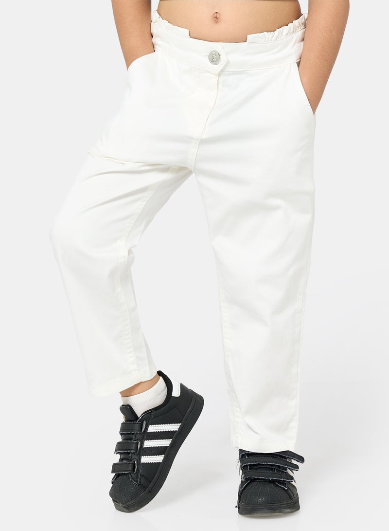 Panco Girls STARS Gabardine Trousers with Gather Detail at Waist - Image 3