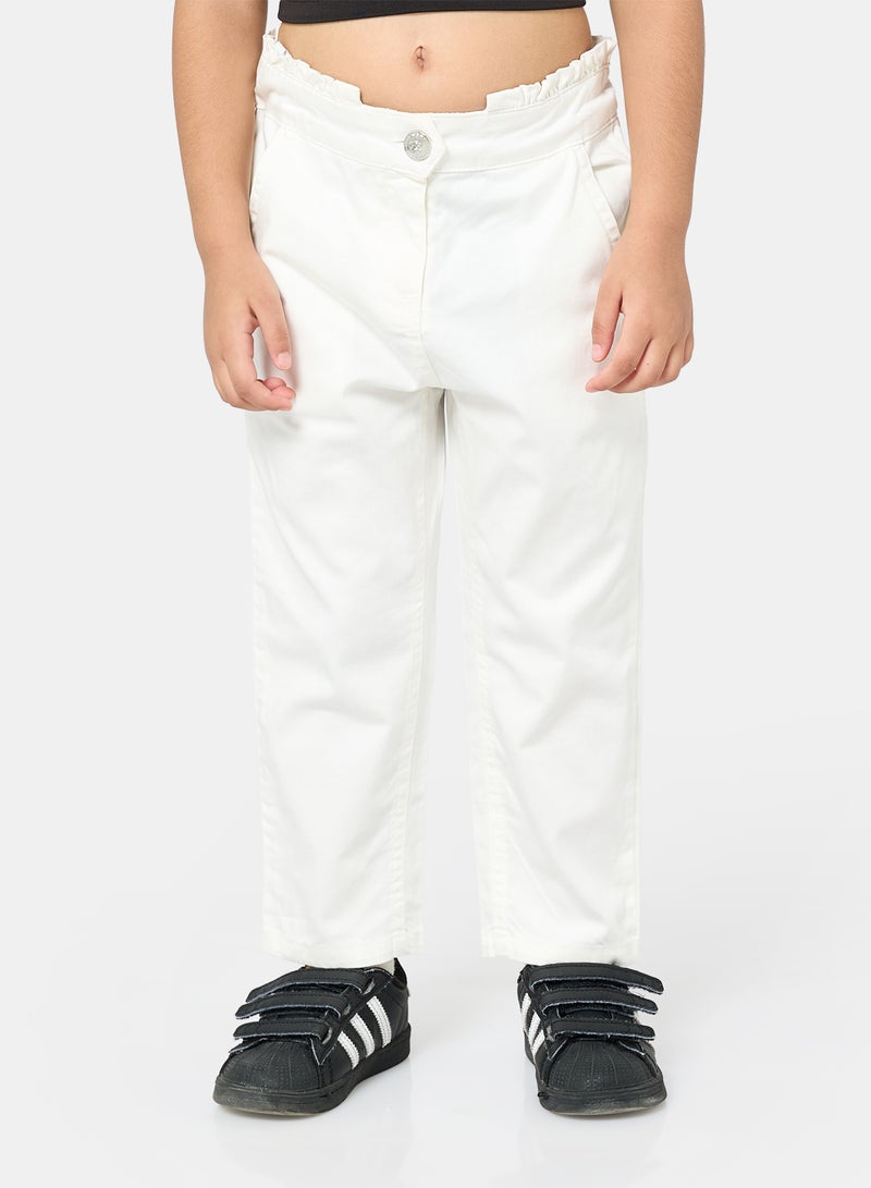 Panco Girls STARS Gabardine Trousers with Gather Detail at Waist - Image 1