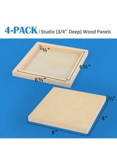 Falling In art Falling in Art Unfinished Birch Wood Canvas Panels Kit, Falling in Art 4 Pack of 8x8’’ Studio 3/4’’ Deep Cradle Boards for Pouring Art, Crafts, Painting and More  - Image 4