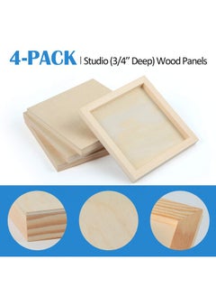 Falling In art Falling in Art Unfinished Birch Wood Canvas Panels Kit, Falling in Art 4 Pack of 8x8’’ Studio 3/4’’ Deep Cradle Boards for Pouring Art, Crafts, Painting and More  - Image 5