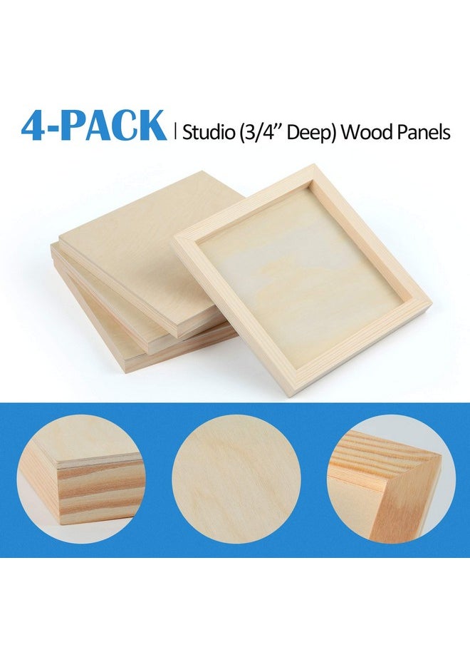 Falling In art - Falling in Art Unfinished Birch Wood Canvas Panels Kit, Falling in Art 4 Pack of 8x8’’ Studio 3/4’’ Deep Cradle Boards for Pouring Art, Crafts, Painting and More - Image 1