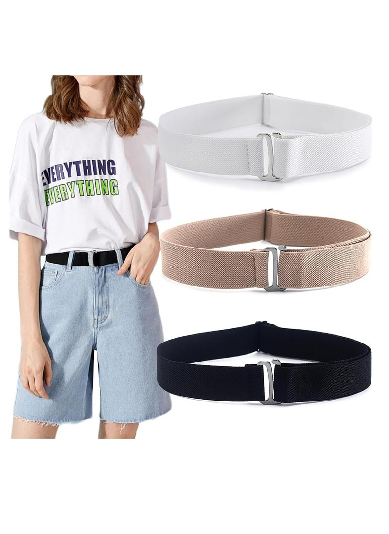 Oasisgalore - 3 PCS No Show Stretch Belt for Women Invisible Elastic Belt Web Strap Waist Stretch Belt with Flat Buckle - Image 1