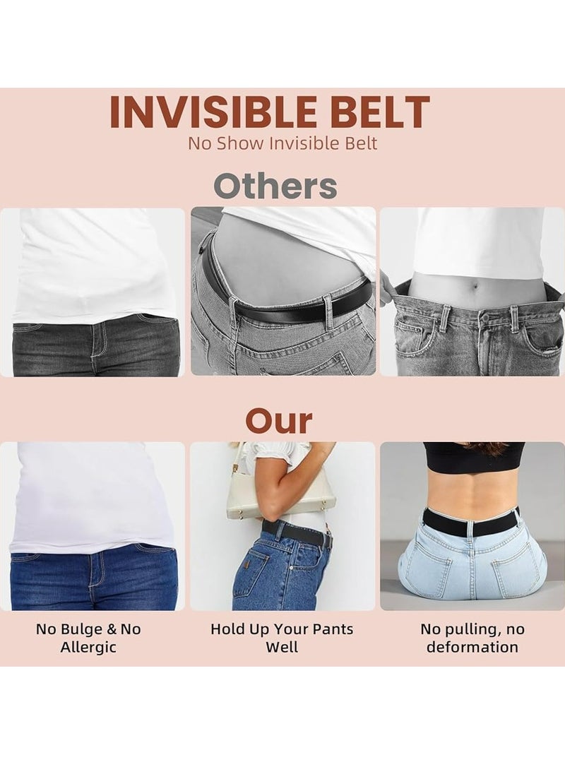 Oasisgalore - 3 PCS No Show Stretch Belt for Women Invisible Elastic Belt Web Strap Waist Stretch Belt with Flat Buckle - Image 1
