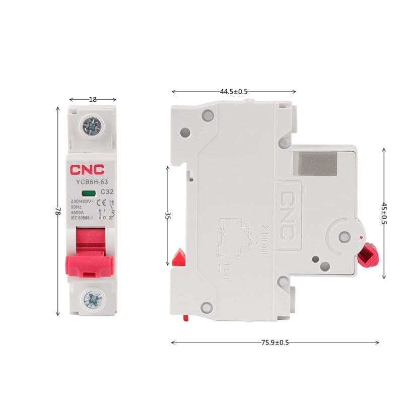 YCB6H 63 1P 25A Miniature Circuit Breaker MCB Din Rail Mount 6A To 32A - Image 4