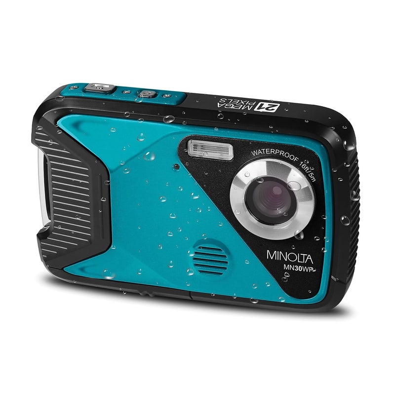 Minolta Waterproof Digital Camera - Underwater 16ft, 21MP Photos, 1080p HD Video, 2.8â€ LCD, 4X Digital Zoom, Anti-Shake, Face Detection, Smile Capture, Scene Modes, 16GB Memory Card (Teal) - Image 2