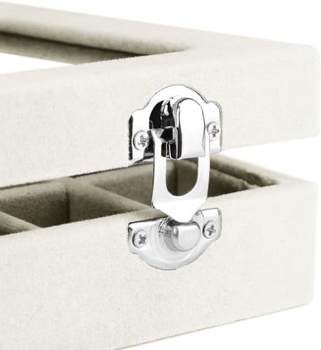 EONGOA Jewelry Box Rings Organizer Tray 7 Slots Velvet Jewelry Earring Storage Box With Transparent Lid Jewelry Display Case for Girls Women (Beige) - Image 4