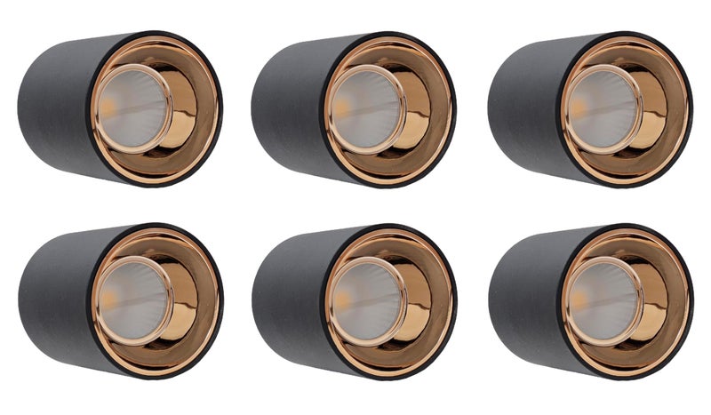 Mufasa 12 Watts Black Body LED Round Surface Panel Cylinder Light Cylindrical Shape Indoor Ceiling Mounted Spot Light Down Light Aluminium Body (9Cm Height) (Warm White) (Pack of 6) - Image 1
