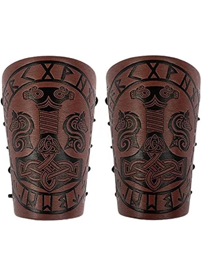 Generic Viking Arm Bracer, Embossed Norse Symbol Faux Leather Arm Armor, Medieval Faux Leather Arm Wristband for LARP  - Image 1