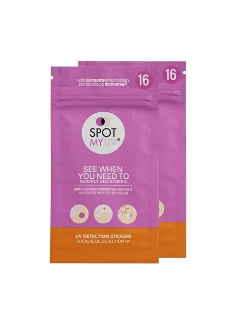 UV Detection Stickers for Sunscreen with Patented DERMATRUE SPF Sensing Technology | KNOW WHEN TO REAPPLY SUNSCREEN TO HELP PREVENT SUNBURN - 32 Count