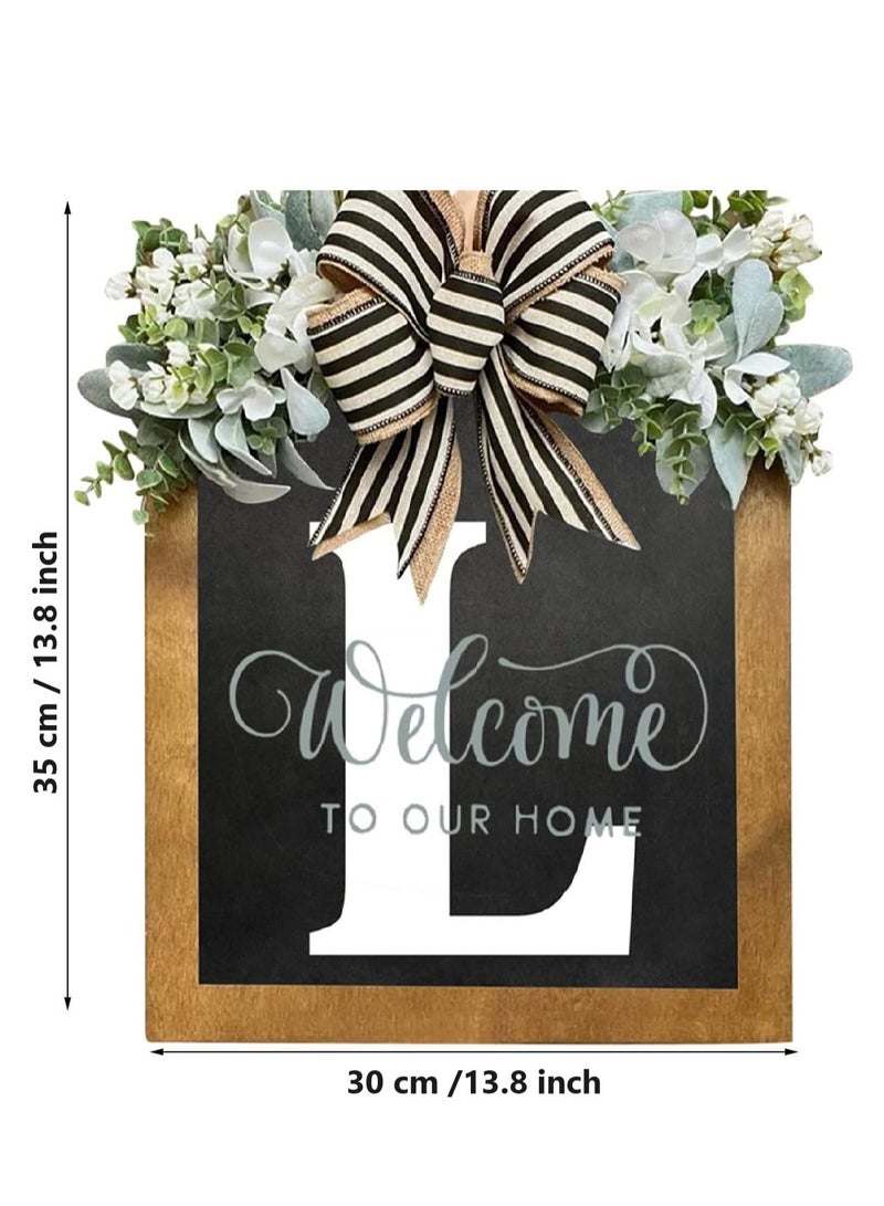 Bluejw Welcome Sign Creative Bowknot Letter Wreath In Front Of The Door Outdoor Decoration Props For The Courtyard 30x35CM - Image 2