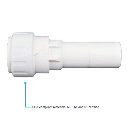 John Guest Speedfit 1/2 x 3/8 Inch Push-fit CTS Stem Reducer, Push to Connect Plastic Plumbing Fitting, White, PSEI062016P - Image 5