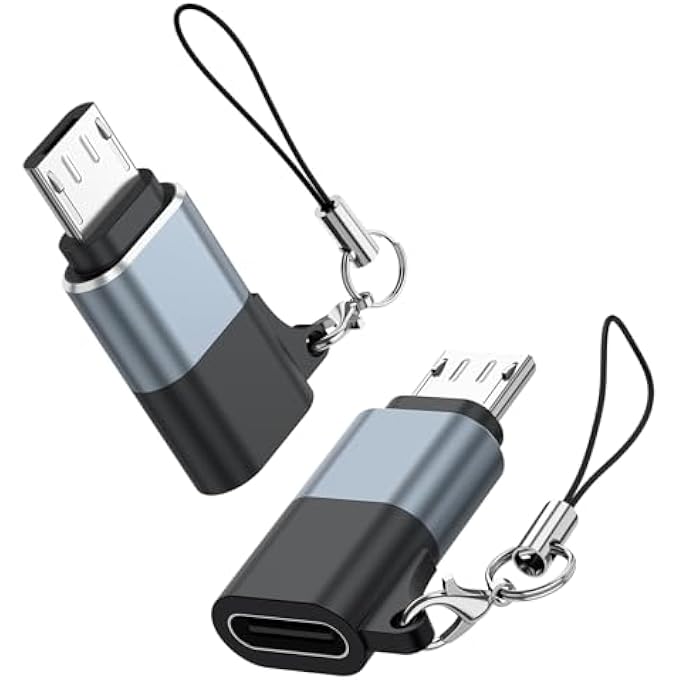 rayihni MICRO USB TO USB C ADAPTER，TYPE C FEMALE TO MICRO B MALE CONVERTER QC 3.0 DATA TRANSFER COMPATIBLE WITH PS4 XBOX GAME CONTROLLER SPAKER DRIVING RECORDER HUAWEI PLAY GALAXY S7 MOTO G5/E5 (2 BLACK GREY) - Image 1