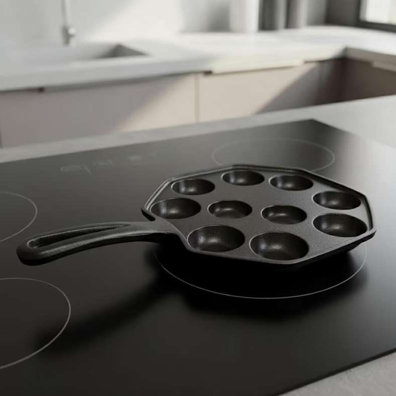 Pan Home Cast Iron Takoyaki Pan - Black - Image 1