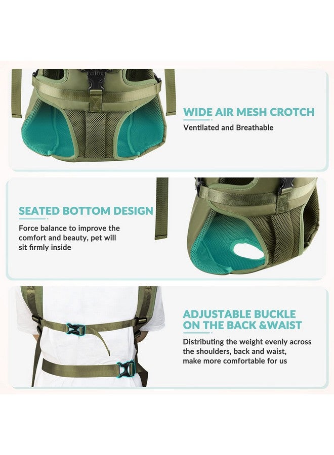 Lukovee Dog Backpack Carrier, Legs Out Easy-fit Dog Front Carrier for Small Medium Dogs, Adjustable Hands Free Dog Chest Carrier for Hiking Cycling (Green,X-Large) - Image 5