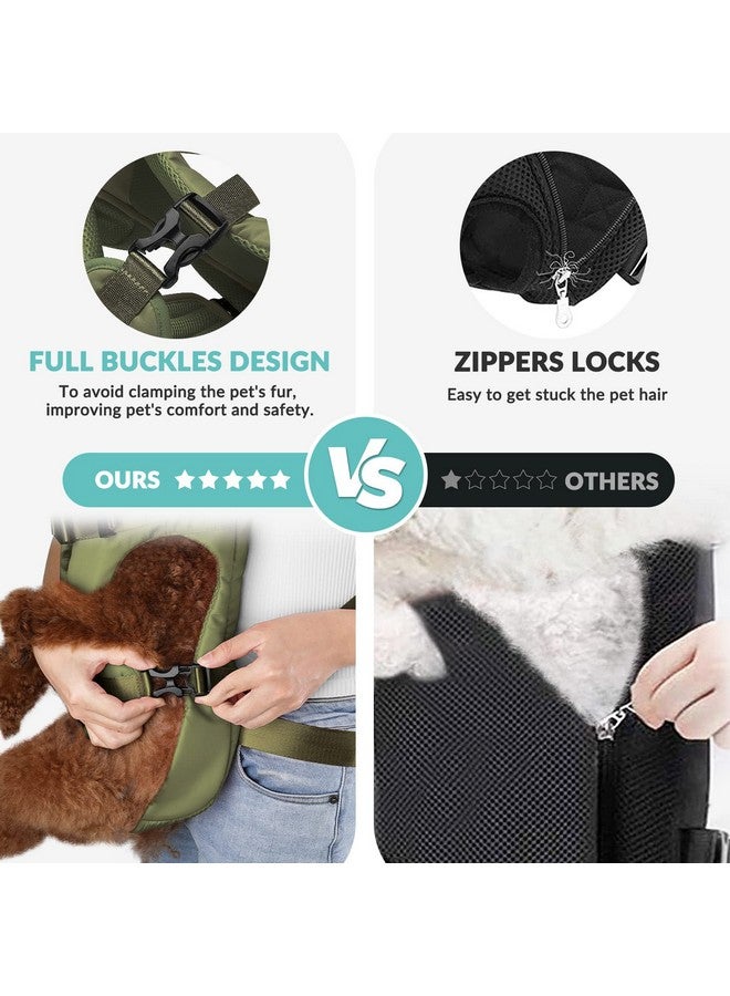 Lukovee Dog Backpack Carrier, Legs Out Easy-fit Dog Front Carrier for Small Medium Dogs, Adjustable Hands Free Dog Chest Carrier for Hiking Cycling (Green,X-Large) - Image 4