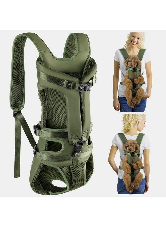 Lukovee Dog Backpack Carrier, Legs Out Easy-fit Dog Front Carrier for Small Medium Dogs, Adjustable Hands Free Dog Chest Carrier for Hiking Cycling (Green,X-Large) - Image 1