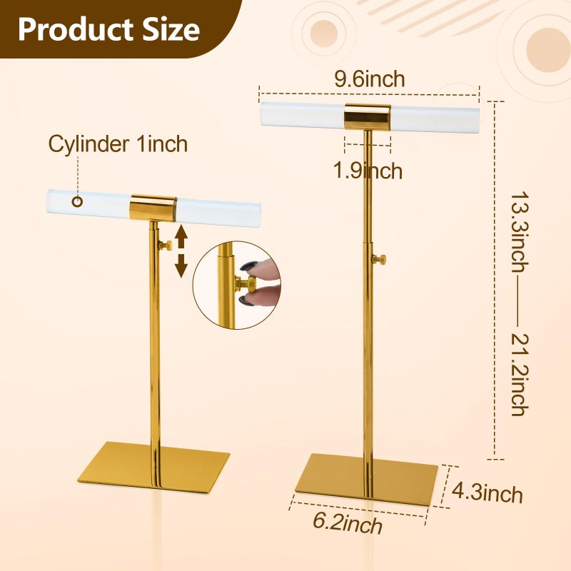 MCKECHSION Jewelry Display Stand 2 Packs Stainless Steel Purse Display Stand Acrylic Necklaces Holder Towers Adjustable Height Tabletop Jewelry Organizer for Home Store Boutique - Image 4