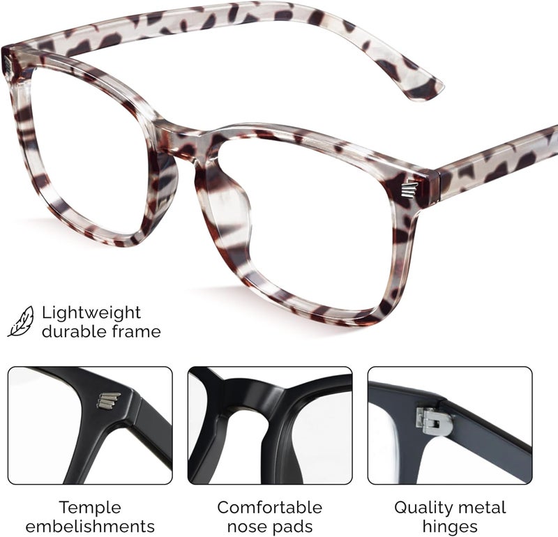 High Tech Blue Light Blocking Computer Glasses | Advanced Blue Light Blocking, Screen Fatigue Protection, UV Protection, Black + Leopard - Image 4