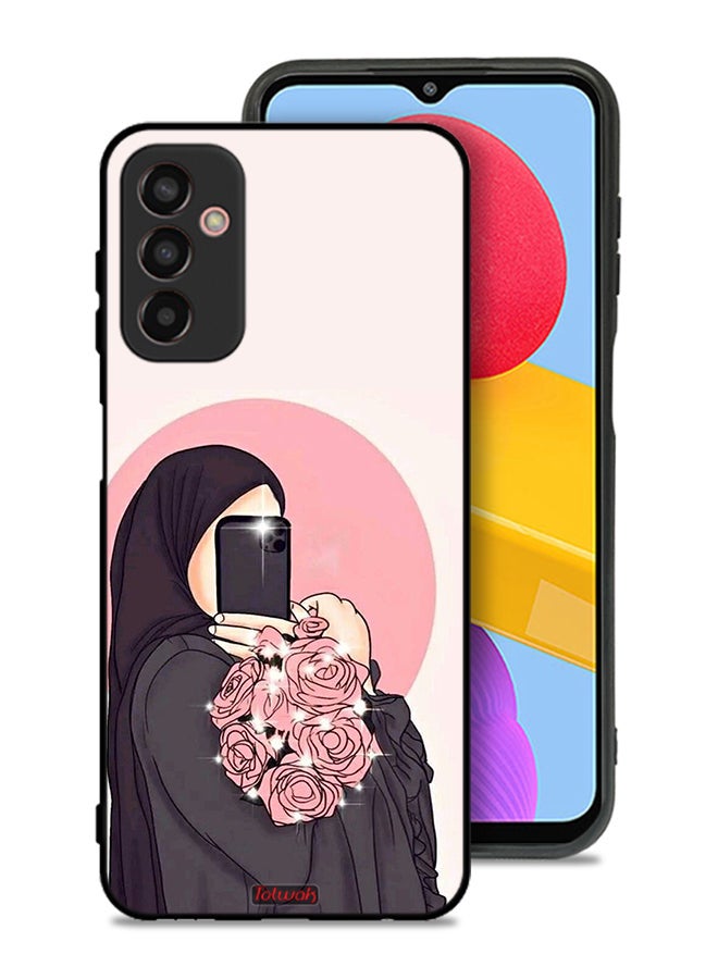 Tolwak Samsung Galaxy M13 Protective Case Cover Making Selfies While Holding Flowers Art - Image 1