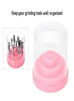 Sonew 48 Holes Nail Drill Holder Professional Nail Art Plastic Drill Stand For Nail Art Drill Bit Organizer Box Holder(Pink)  - Image 4
