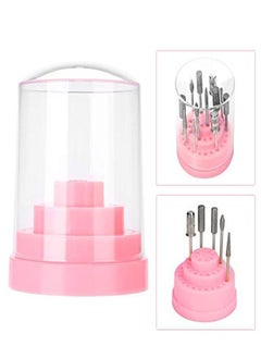 Sonew 48 Holes Nail Drill Holder Professional Nail Art Plastic Drill Stand For Nail Art Drill Bit Organizer Box Holder(Pink)  - Image 2