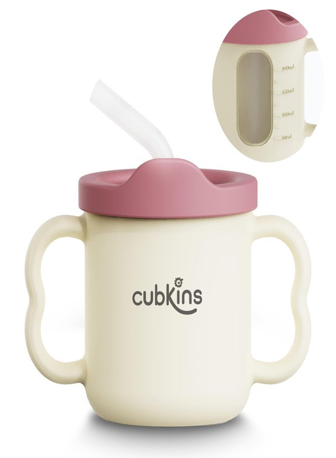 CUBKINS Silicone Sippy Cup with Soft and Durable Straw Training Cup for Babies | Transparent Measuring Level Cup with Lid for Toddler and Kids - Image 1