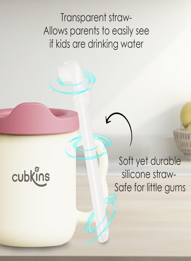 CUBKINS Silicone Sippy Cup with Soft and Durable Straw Training Cup for Babies | Transparent Measuring Level Cup with Lid for Toddler and Kids - Image 5