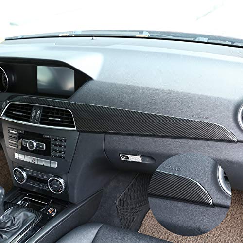 CHEYA ABS Pine Wood Grain Carbon Fiber Car Center Console Dashboard Cover Panel for Mercedes Benz C Class W204 2010-2013 Left Hand Drive Accessories (Carbon Fiber) - Image 5