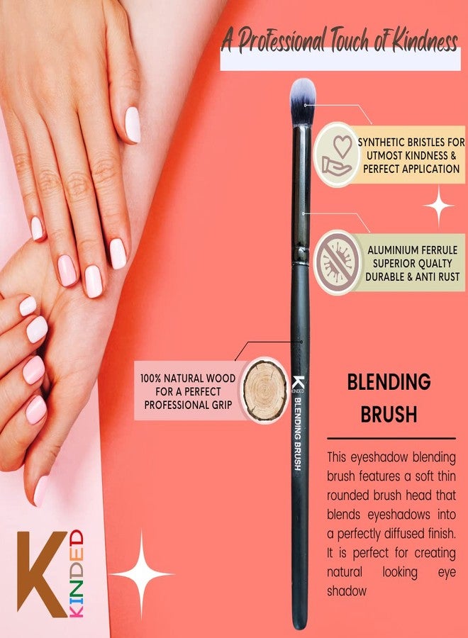 KINDED Blending Eye Shadow Brow Bone Eyebrow Makeup Brush Professional Series for Makeup Beauty with Smooth Soft Synthetic Hair Bristles Anti Rust Aluminium Ferrule Natural Wooden Handle Grip - Image 3