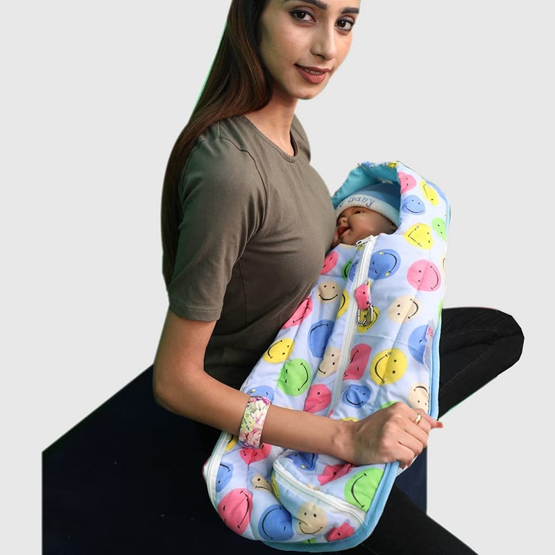 HOOPA وسادة هووبا 2 في 1 مغطاة ببطانية (ابتسامة زرقاء) | وسادة تغذية | وسادة رضاعة | وسادة للرضاعة الطبيعية | وسادة للأطفال - Image 1
