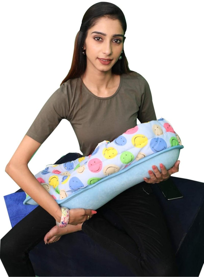 HOOPA وسادة هووبا 2 في 1 مغطاة ببطانية (ابتسامة زرقاء) | وسادة تغذية | وسادة رضاعة | وسادة للرضاعة الطبيعية | وسادة للأطفال - Image 2