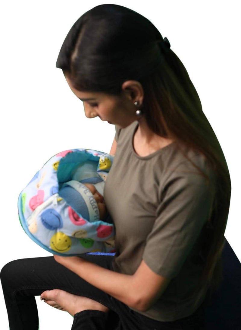 HOOPA وسادة هووبا 2 في 1 مغطاة ببطانية (ابتسامة زرقاء) | وسادة تغذية | وسادة رضاعة | وسادة للرضاعة الطبيعية | وسادة للأطفال - Image 4