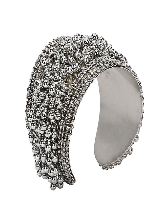 YouBella Bangles for Women Afghani Oxidised Silver Ghungroo Adjustable Bracelet for Women and Girls - Image 4