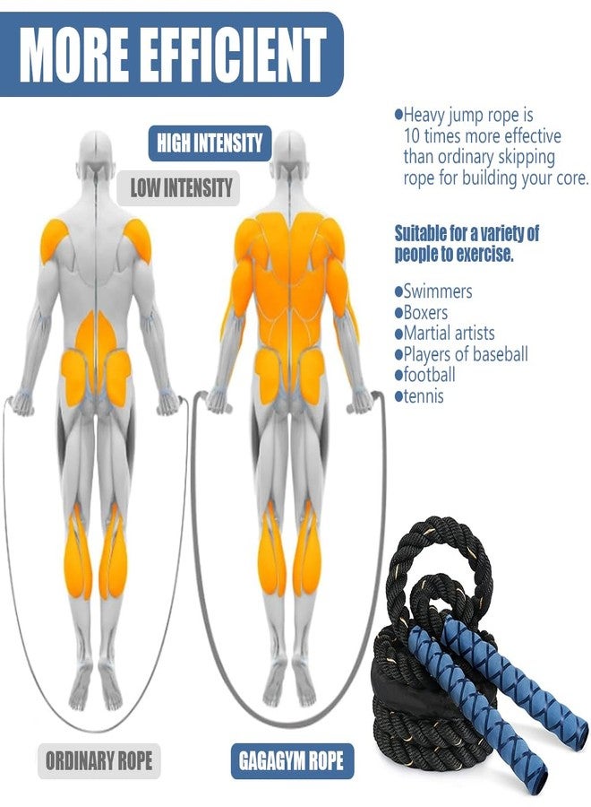 Proberos® 2.8 m Weighted Jump Rope for Adults, 1.2 Kg Weighted Skipping Rope, 25mm Thick Pro Training Rope with Anti-Sweat EVA Foam Handles, Pro Workouts for Strength, Endurance & Cardio Fitness, Blue - Image 4