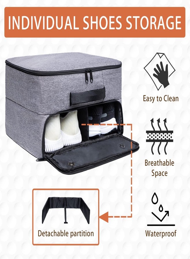 MAQTOIZ Golf Trunk Organizer 2 Layer, Car with Ventilated Compartment for Pair Shoes, Storage Locker Accessories, Balls, Tees, Clothes, Gloves, Gifts Men Grey - Image 3