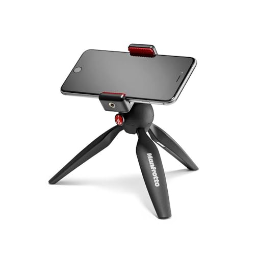 Manfrotto حامل ثلاثي صغير من مانفروتو مع مشبك عالمي للهواتف الذكية، صنع في إيطاليا، لجهاز آيفون مع أو بدون غلاف، CSC، الفلوغينغ، تصوير الفيديو، MKPIXICLMII-BK - Image 2