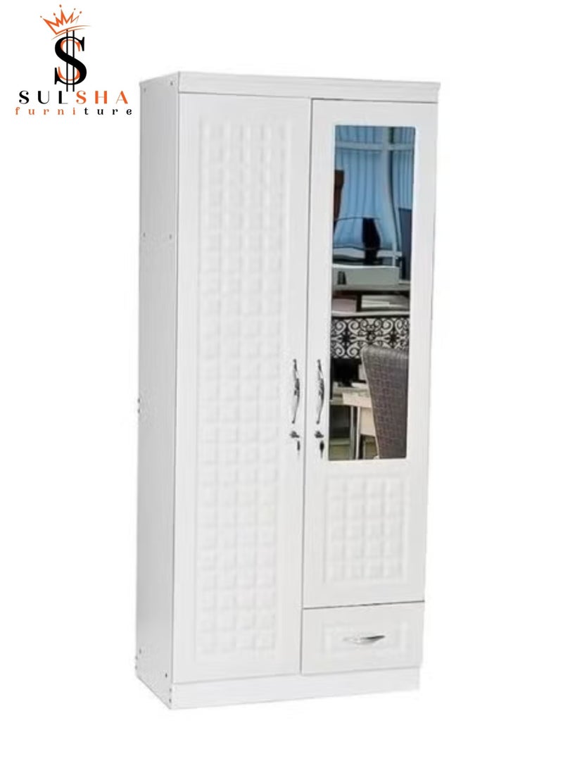 سلشا 2 باب خزانة خزانة خشبية خزانة خزانة خشب هندسي مثالية حديثة وأنيقة الثقيلة مع مرآة - Image 1