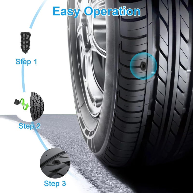 Linkstyle 100pcs Tire Screw Plug Repair Kit, 3 Sizes of Repair Rubber Nail for Car Motorcycle Truck Tire Puncture Repair - Image 4