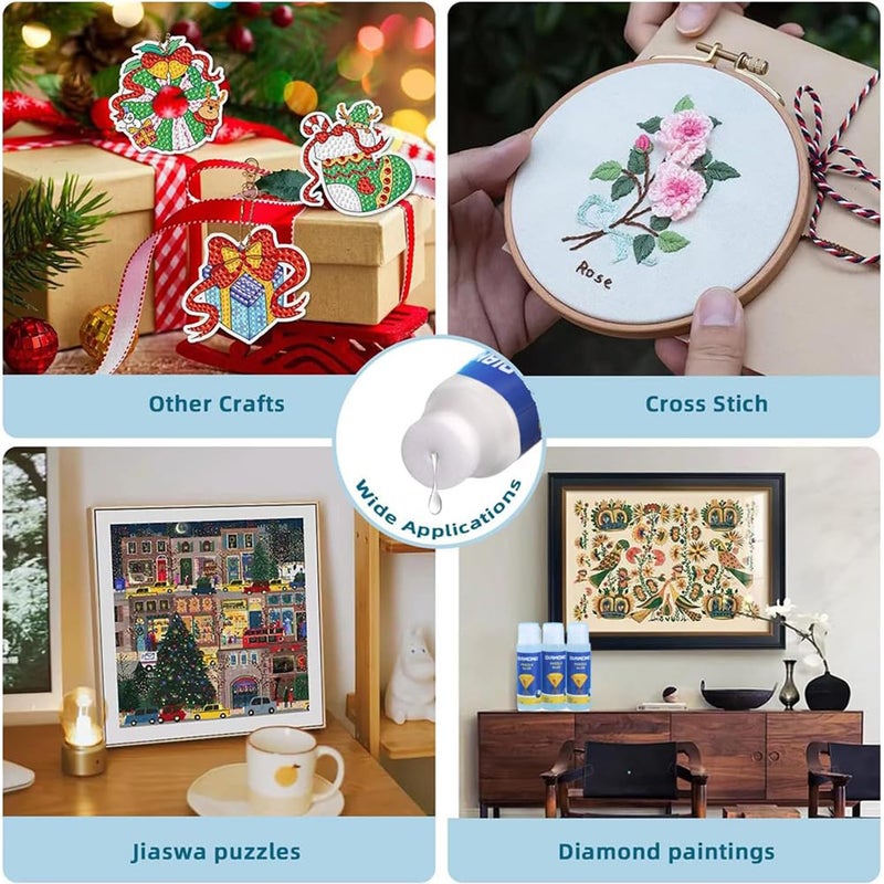 Excefore 2Pcs Diamond Painting Glue Sealing Wax Jigsaw Adhesive 240Ml Diamond Painting Sealer Permanent Fixing And Glittering Effect Diamond Handicrafts Brightening Prevents Shedding Comes With Sponge Tip - Image 3