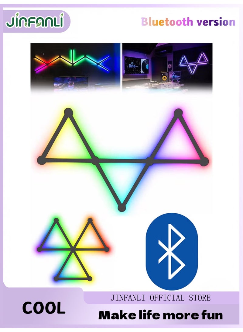 JINFANLI Smart Bluetooth RGB LED Wall Light Cord, Music Sync DIY Geometric Splicing Game Light, 16M+ Color Changing Home Decor Light, Works with Google Assistant, for Game Room, Bedroom - Set of 9, Black - Image 1