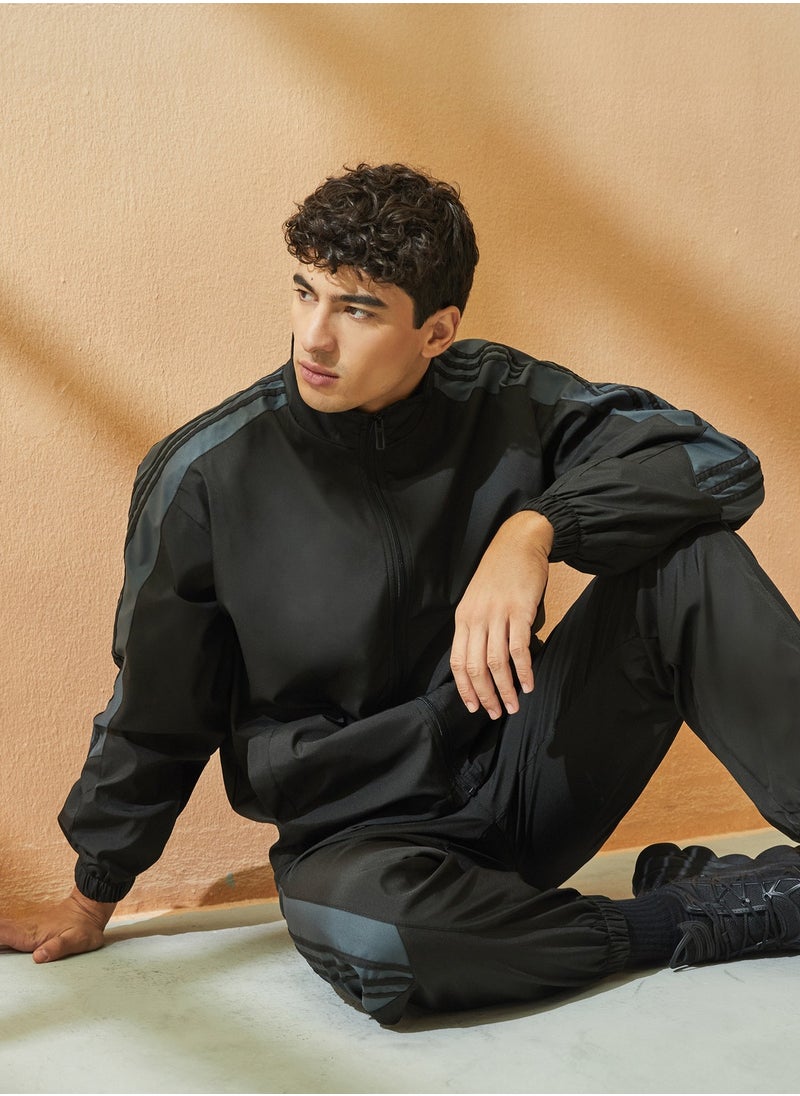 Styli Front Zip Striped Panel Detail Athleisure Track Suit  - Image 1