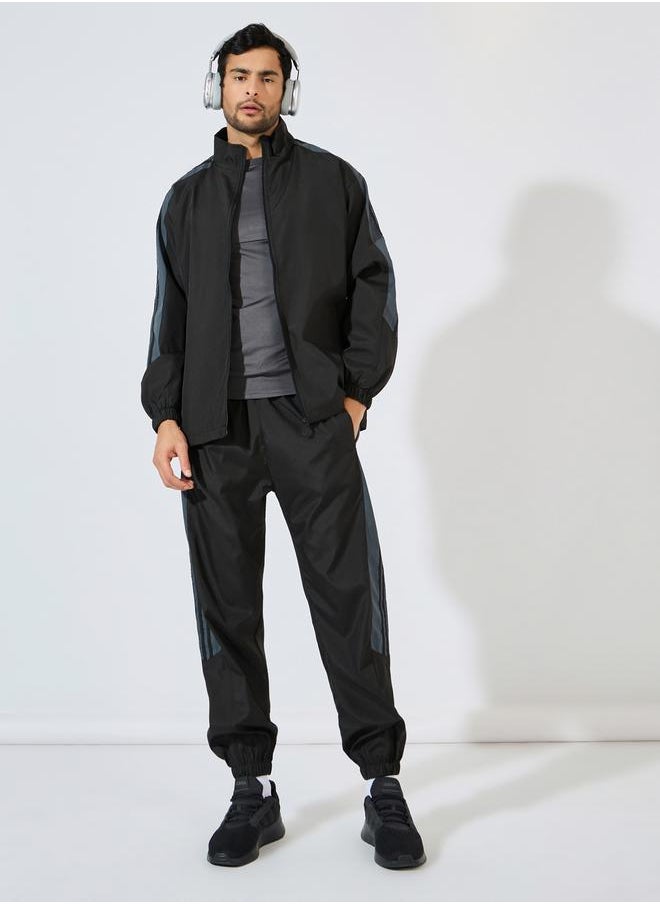 Styli Front Zip Striped Panel Detail Athleisure Track Suit  - Image 2