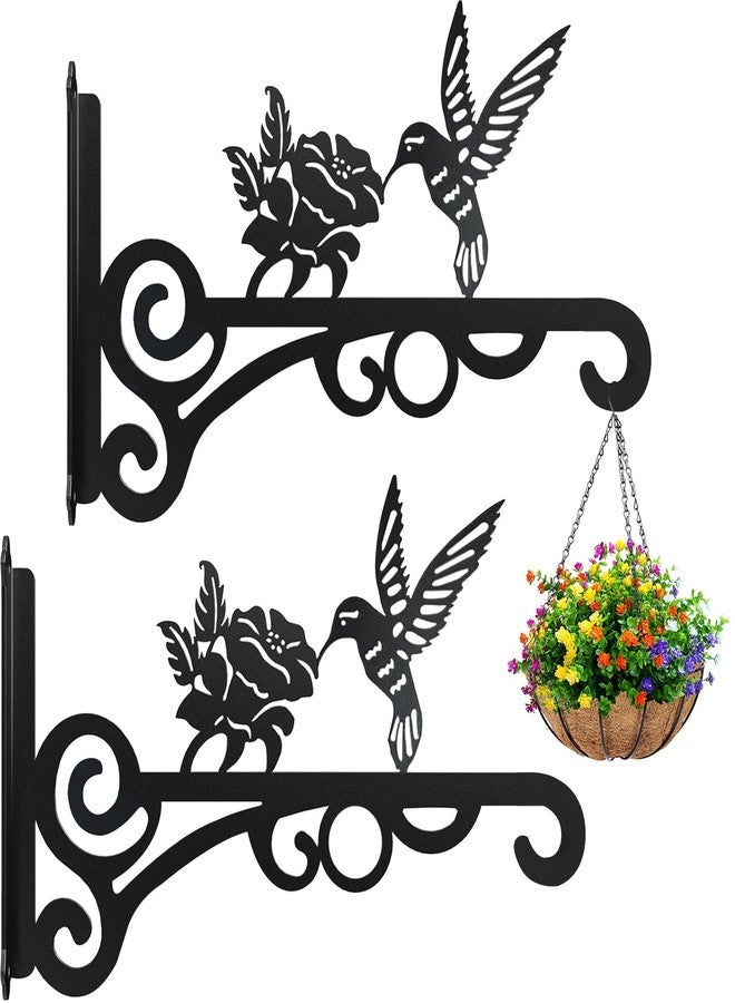 RANRTI 2-Pack 10 Inch Aesthetic Plant Hangers Outdoor - Metal Hanging Plant Bracket with Beautiful Hummingbird Pattern - Heavy Duty Plant Hooks for Hanging Plants, Bird Feeder, Wind Chime, Lantern - Image 1