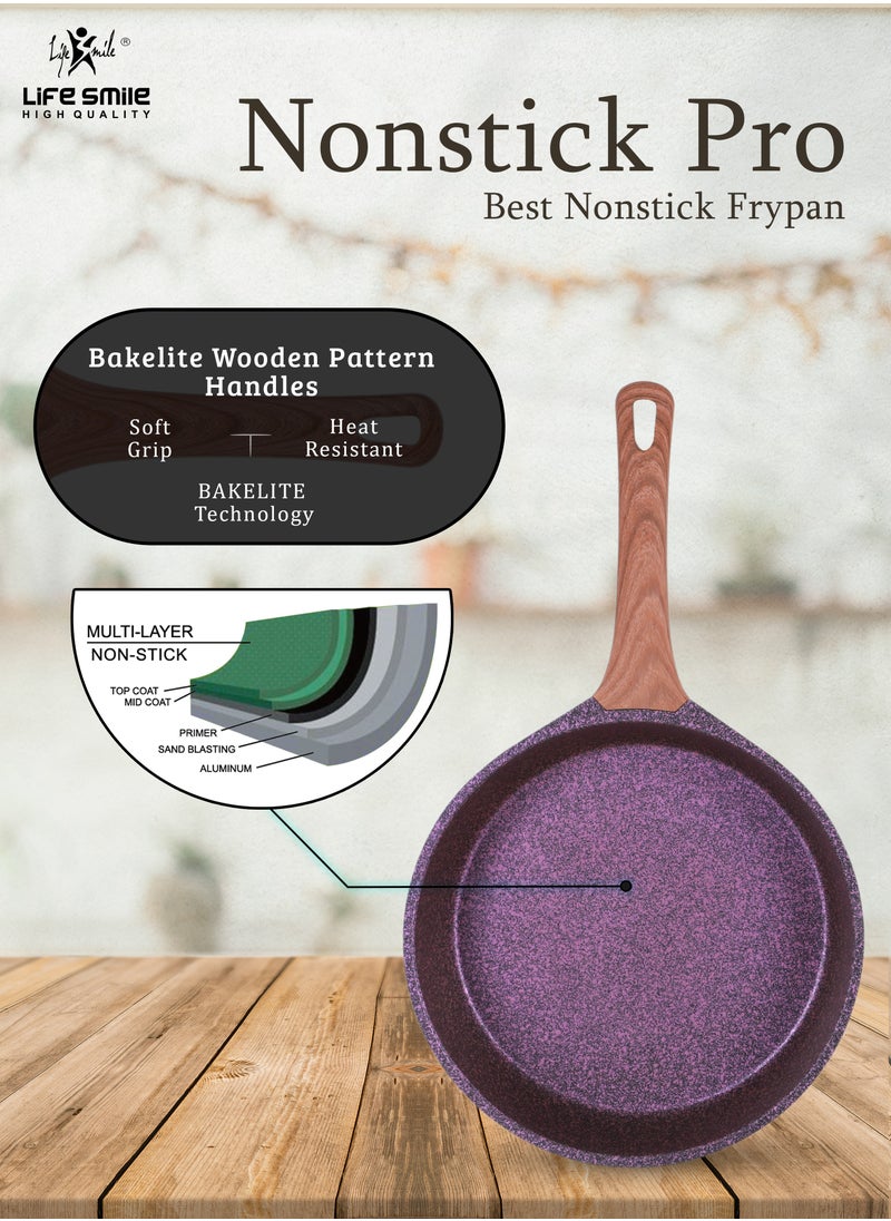 Life Smile - 28cm (3 Liter) LIFE SMILE Granite Coated Smart Fry Pan With Lid - Multi Layer Granite Non Stick Coating Pan | Heat-Resistant Handle Hanging Loop | 100% PFOA FREE | induction base - Image 1