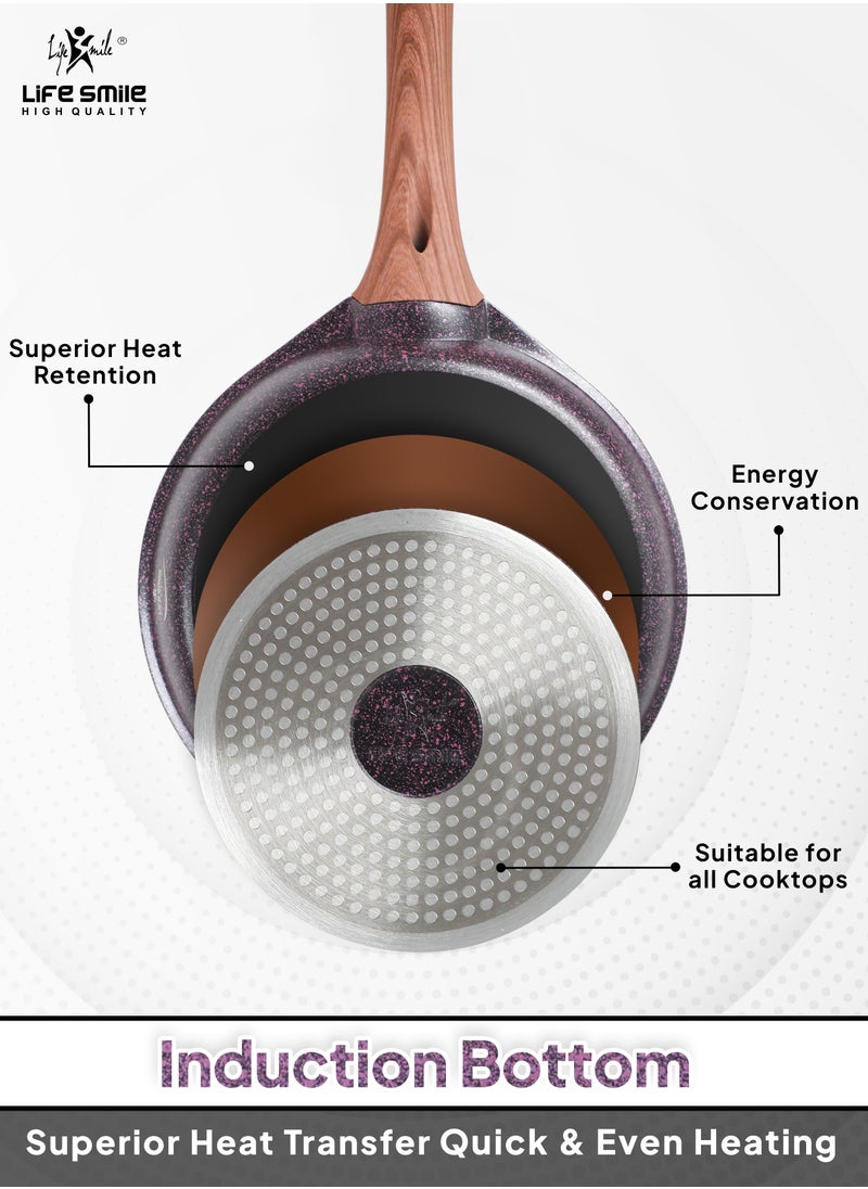 Life Smile - 28cm (3 Liter) LIFE SMILE Granite Coated Smart Fry Pan With Lid - Multi Layer Granite Non Stick Coating Pan | Heat-Resistant Handle Hanging Loop | 100% PFOA FREE | induction base - Image 1
