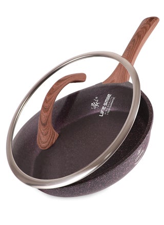 28cm (3 Liter) LIFE SMILE Granite Coated Smart Fry Pan With Lid - Multi Layer Granite Non Stick Coating Pan | Heat-Resistant Handle Hanging Loop | 100% PFOA FREE | induction base - pzsku/Z413913BF2A224E72F0DFZ/45/_/1739789053/e5f337ea-b4d8-4736-a1f8-436a603520e5