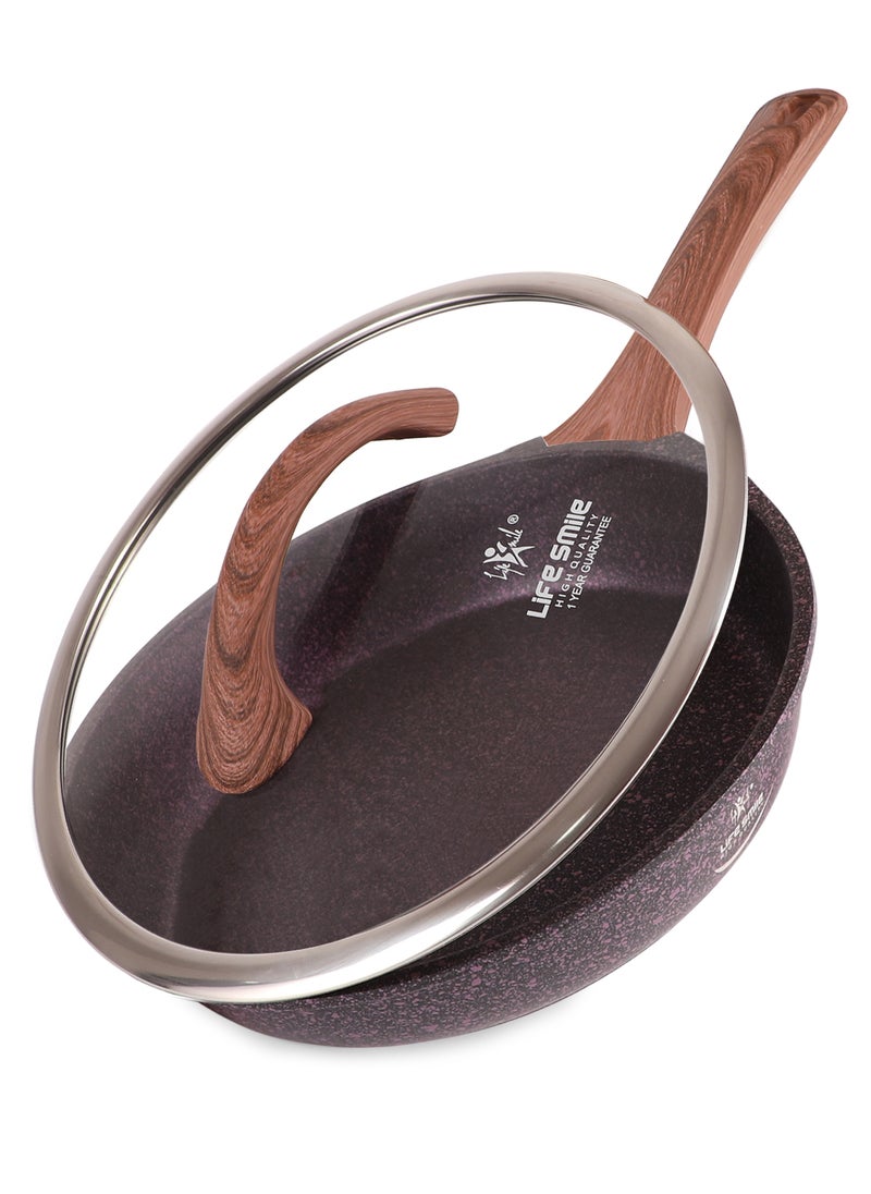 Life Smile - 28cm (3 Liter) LIFE SMILE Granite Coated Smart Fry Pan With Lid - Multi Layer Granite Non Stick Coating Pan | Heat-Resistant Handle Hanging Loop | 100% PFOA FREE | induction base - Image 1